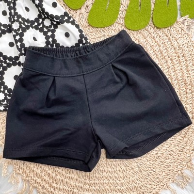 Conj. Bata Bolinhas e Short - Preto e Branco